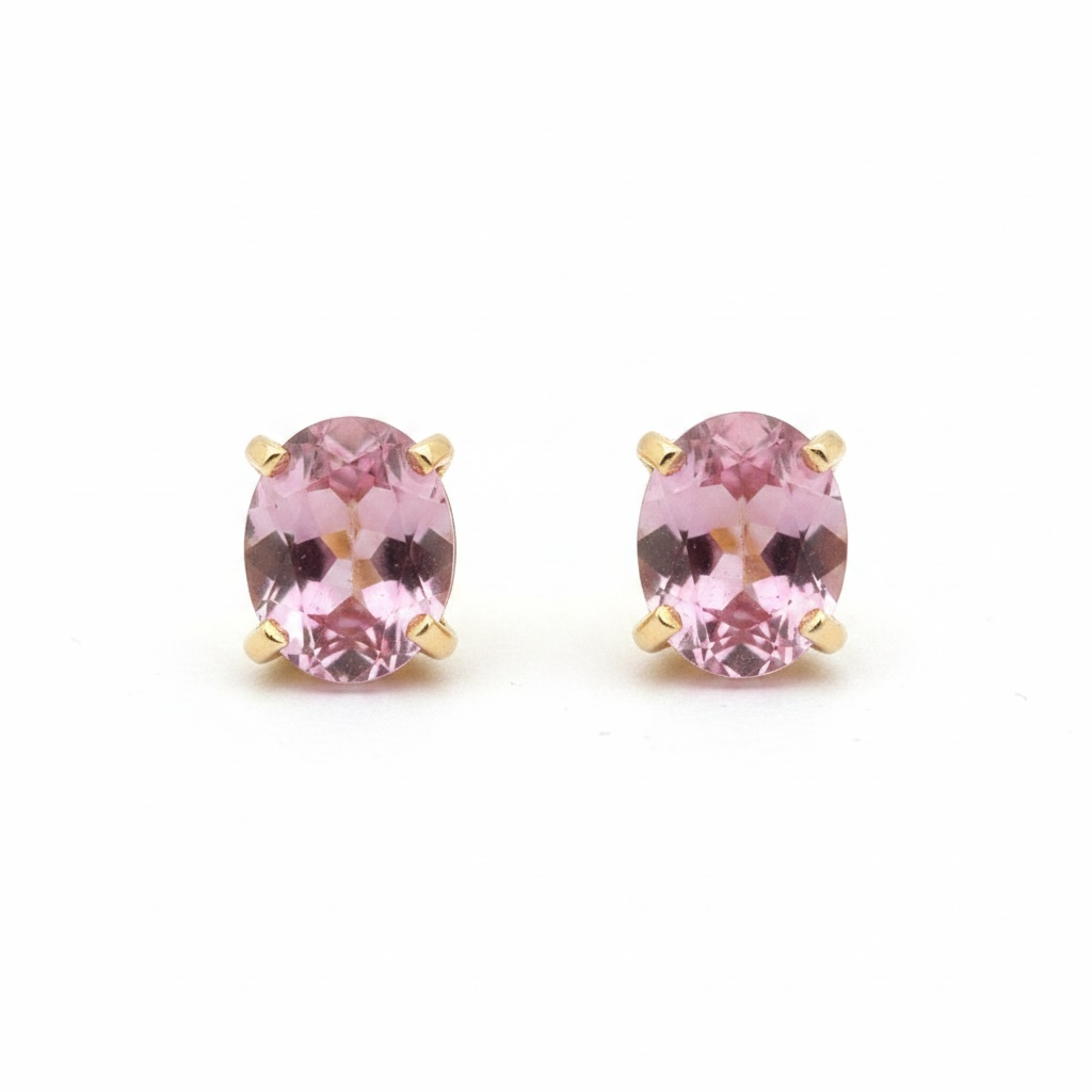 Pink Tourmaline Stud Earrings