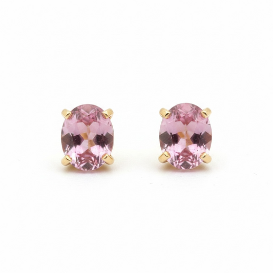 Pink Tourmaline Stud Earrings
