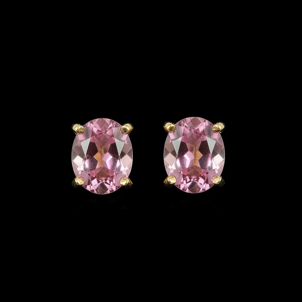 Pink Tourmaline Stud Earrings