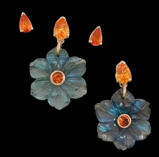 Mandarin Garnet Pear Shaped Studs