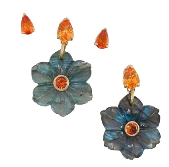 Mandarin Garnet Pear Shaped Studs