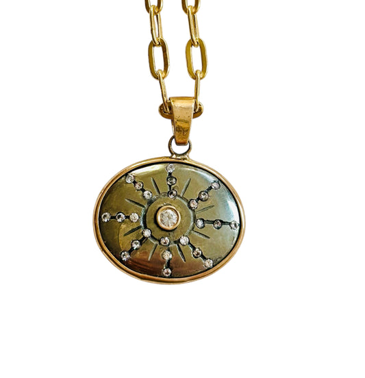 SOL Pendant, Pyrite & Diamonds