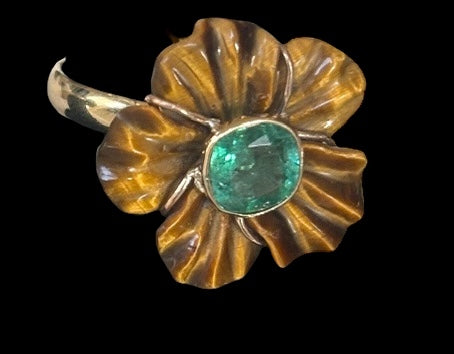 FLORA Ring, Tiger’s Eye & Emerald