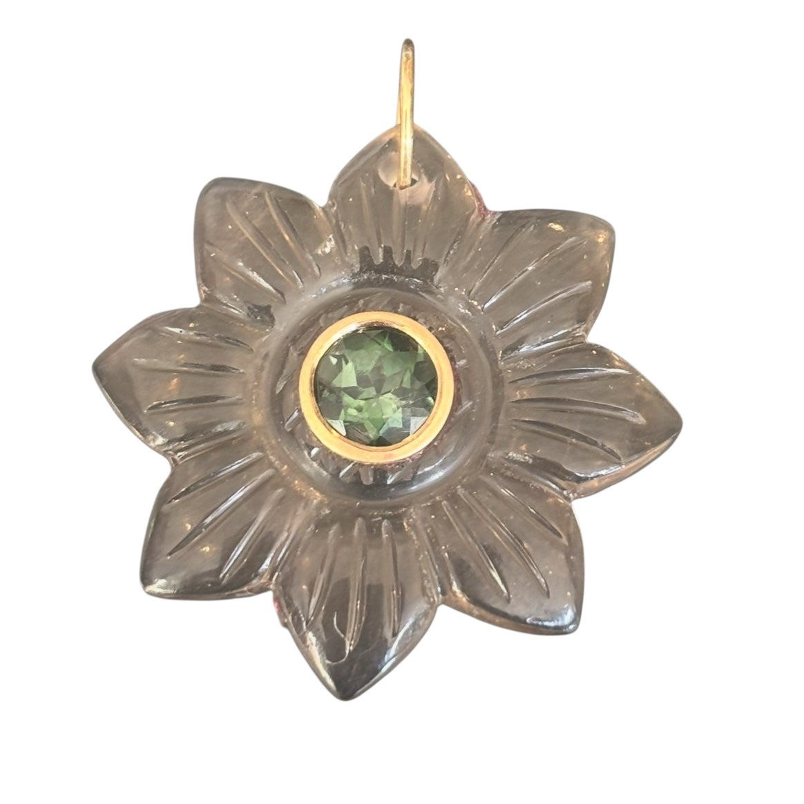 FLORA Pendant, Smoky Quartz with Green Tourmaline