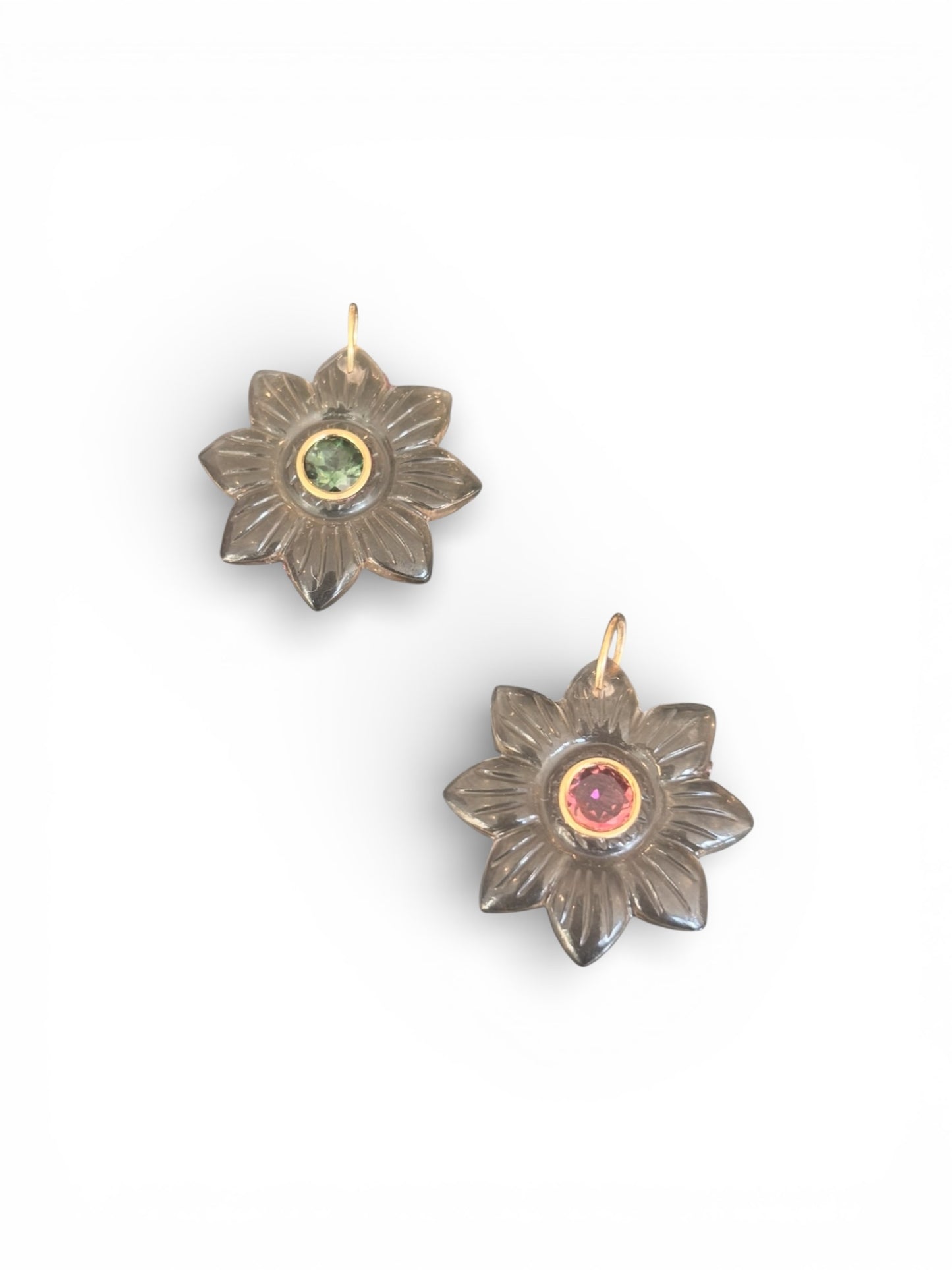 FLORA Pendant, Smoky Quartz with Green Tourmaline