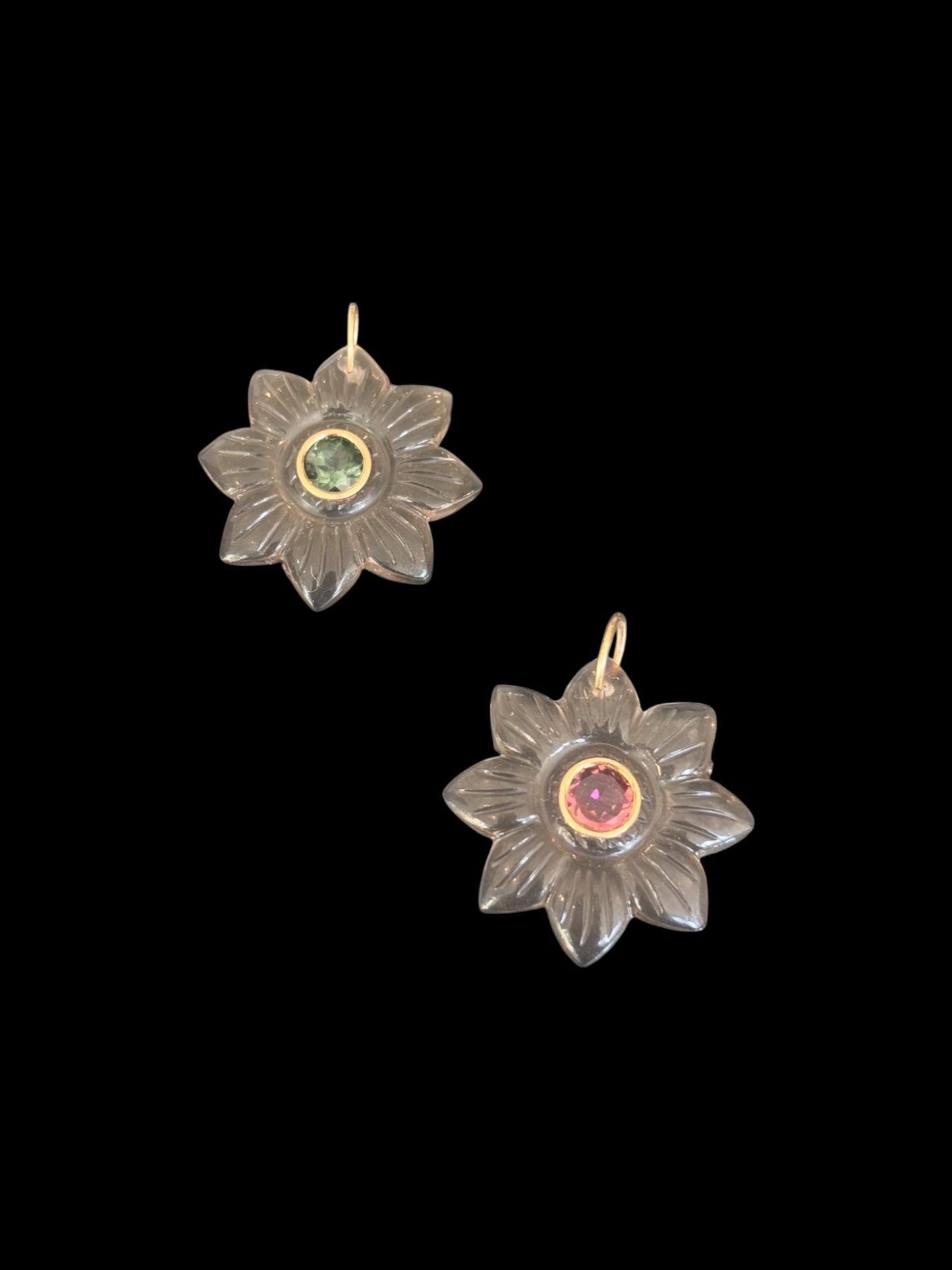 FLORA Pendant, Smoky Quartz with Green Tourmaline