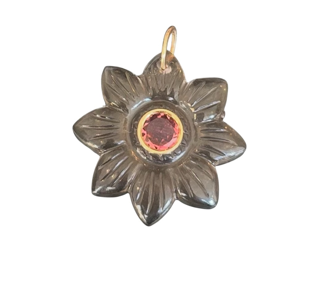 FLORA Pendant, Smoky Quartz & Pink Tourmaline