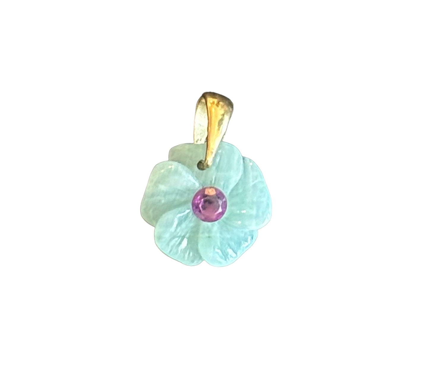 FLORA double gem pendant/amazonite with emerald & tourmaline