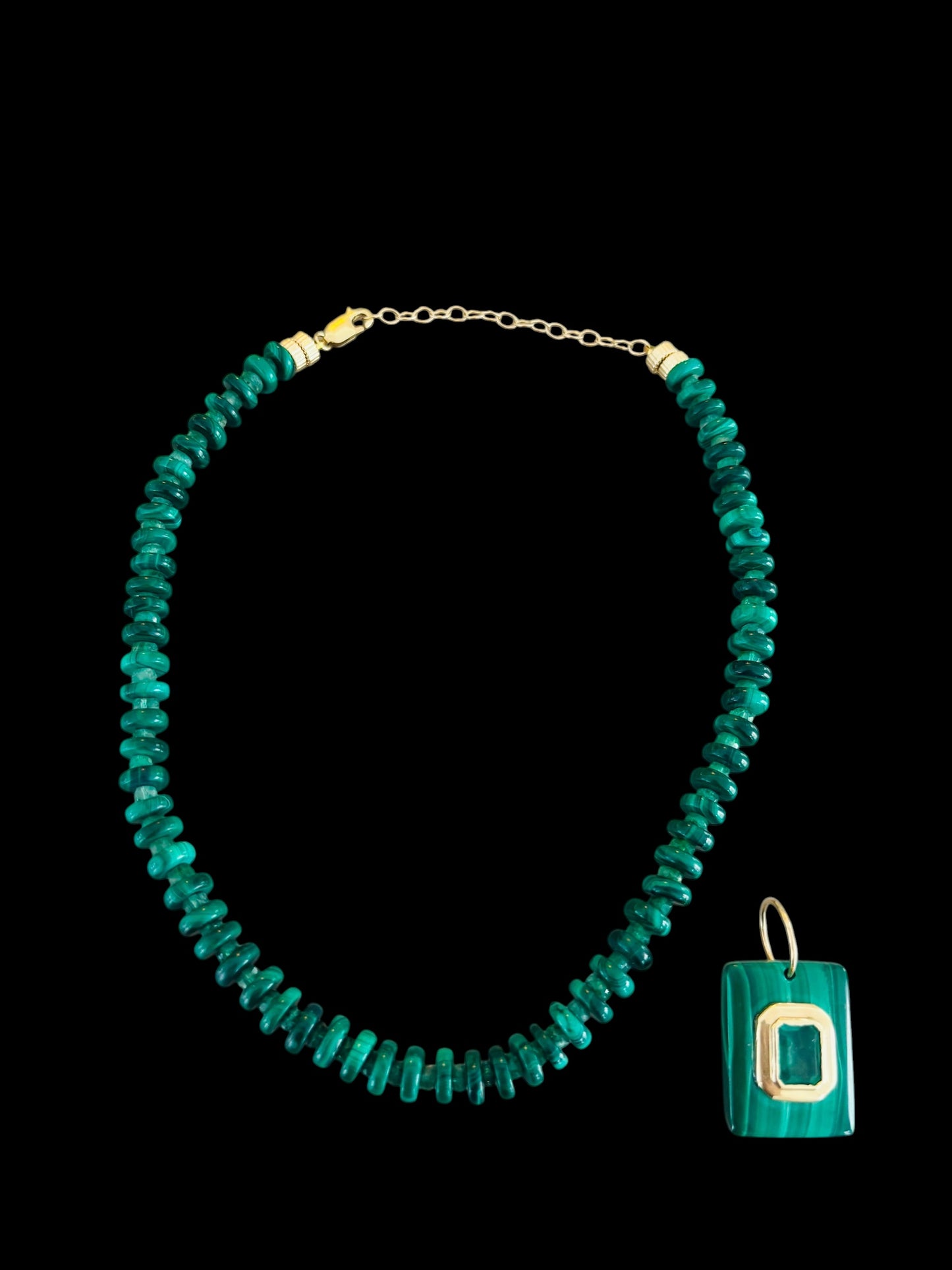Malachite and Emerald Necklace