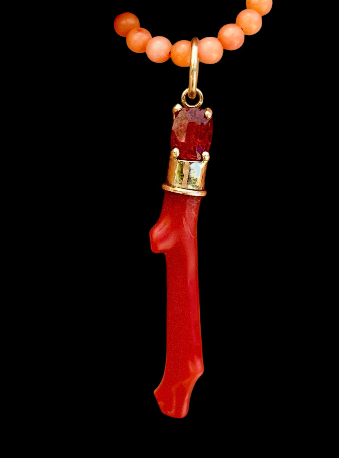 Coral Pendant with Orange Spinel
