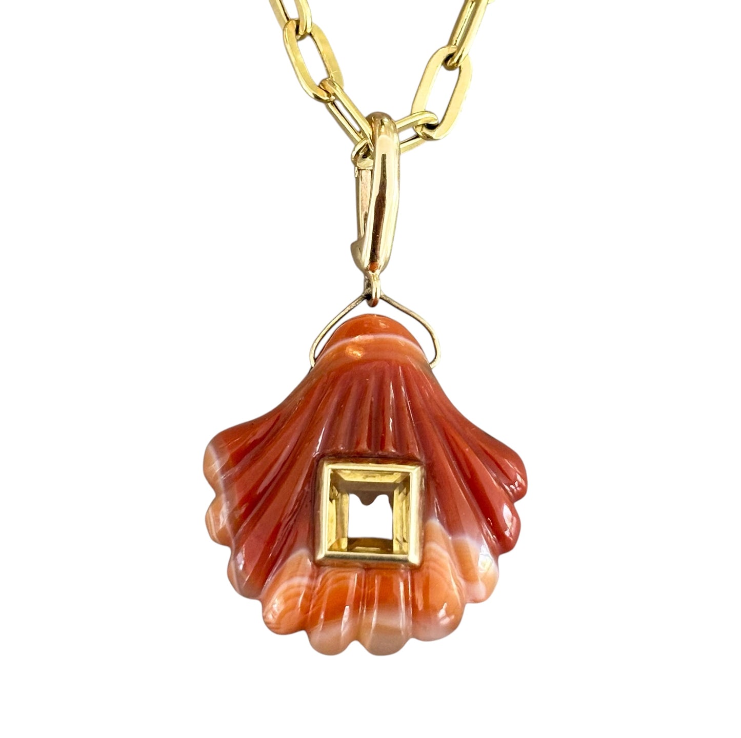 Laguna Agate Shell Pendant with Citrine