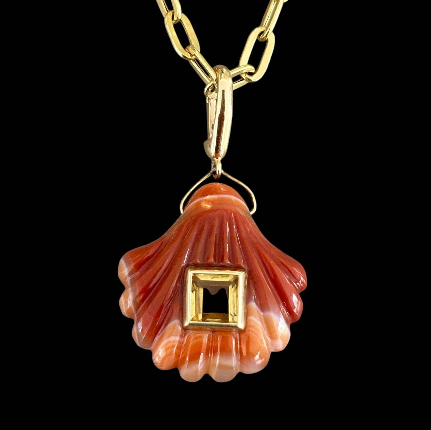 Laguna Agate Shell Pendant with Citrine