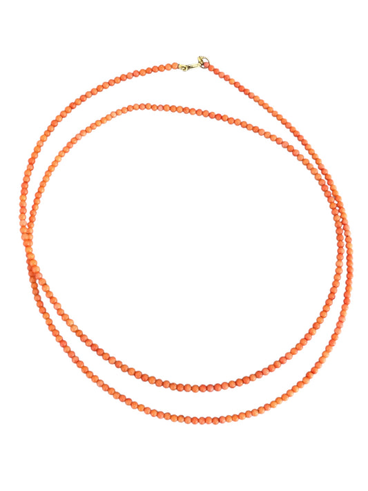 Coral Beaded Necklace, 32.5”