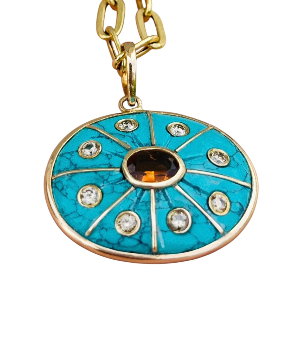 SOL, Turquoise with Brown Tourmaline & Champagne Diamonds