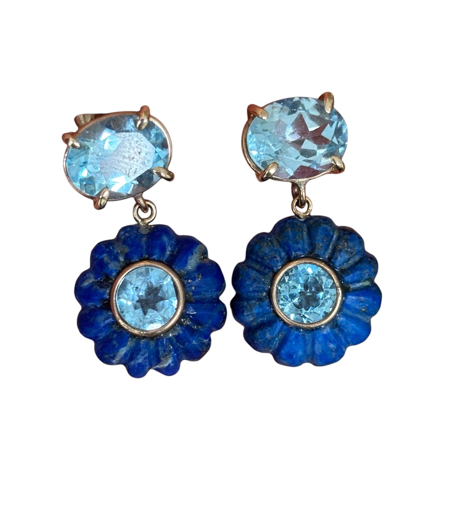 FLORA EARRINGS, Lapis & Blue Topaz