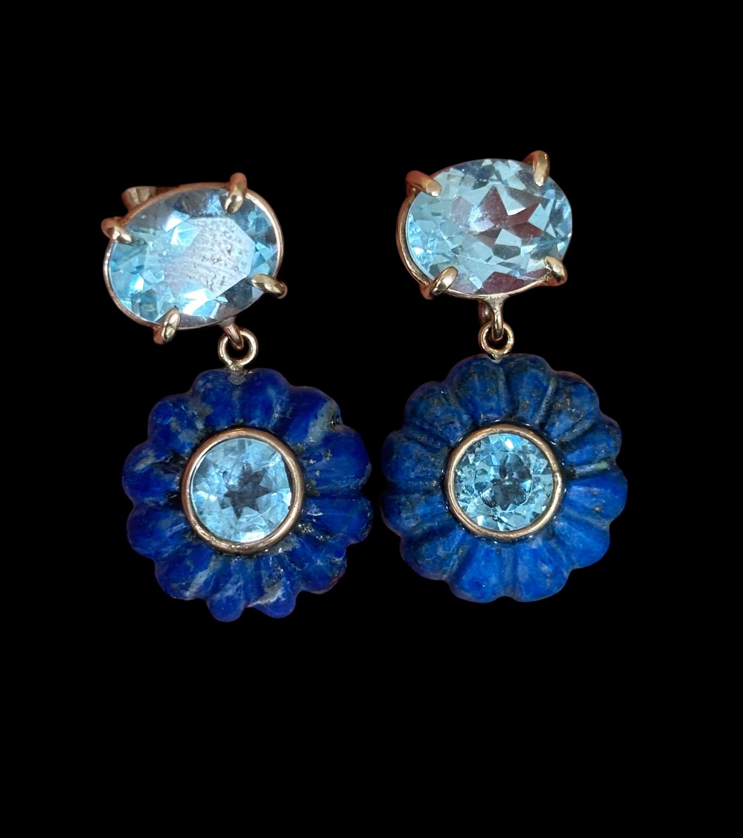 FLORA EARRINGS, Lapis & Blue Topaz