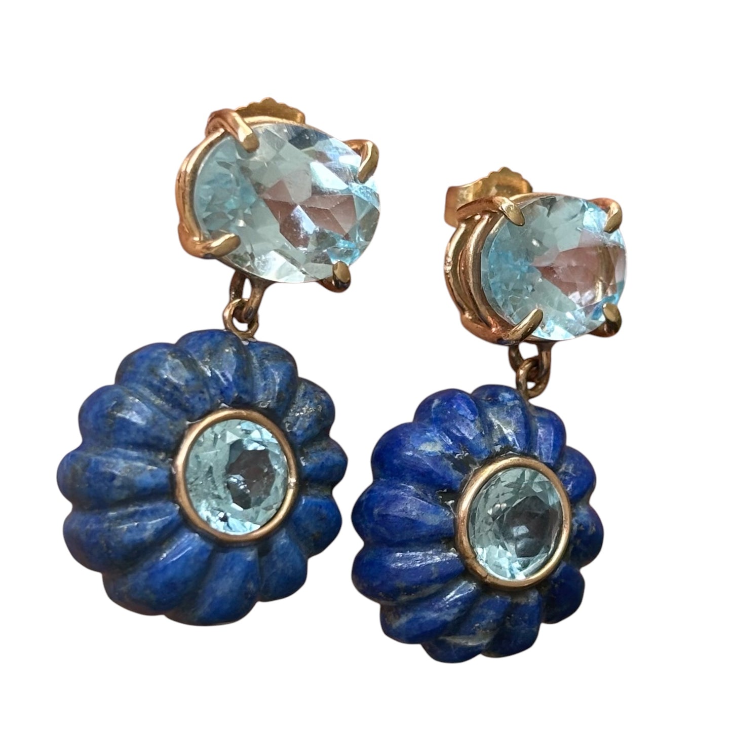 FLORA EARRINGS, Lapis & Blue Topaz
