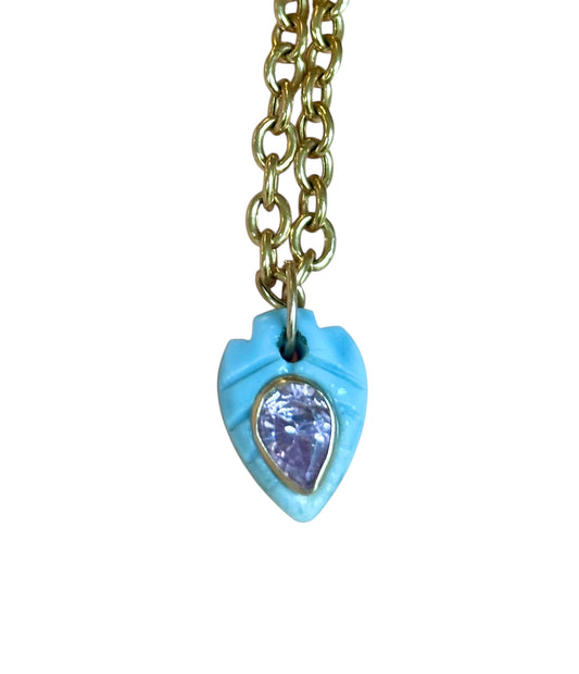 Blue Opal Leaf Charm
