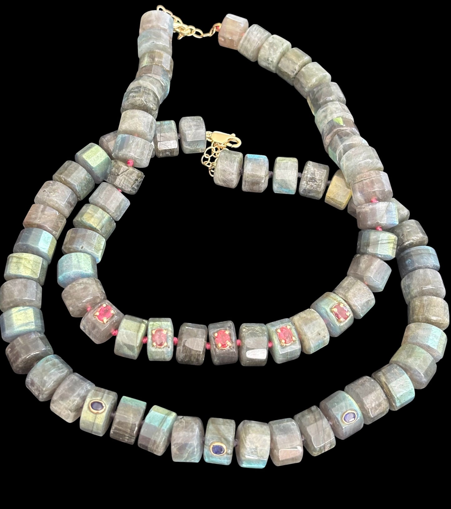 Grand Labradorite Necklace with Pink Tourmaline
