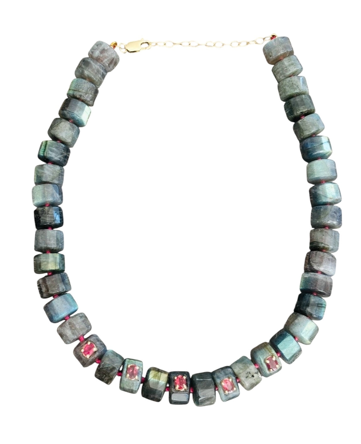 Grand Labradorite Necklace with Pink Tourmaline