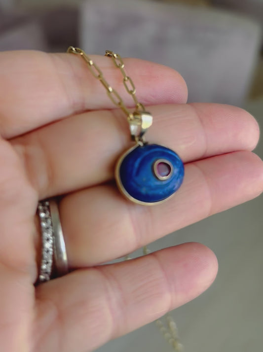 EVIL EYE pendant, lapis & ruby