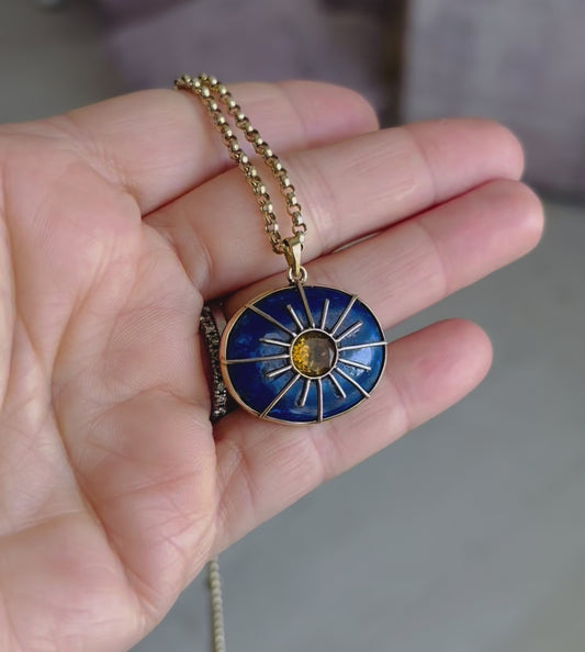 SOL Pendant, lapis & gold